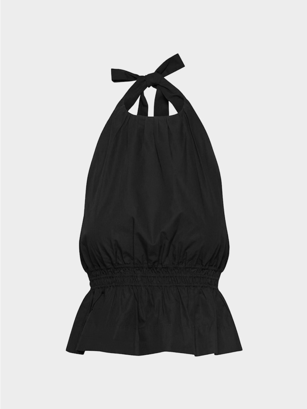 Aritzia Black One-Shoulder Halter Peplum Top